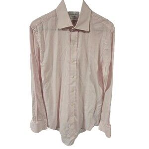 Ledbury Pink Tailored Fit 100% Cotton Dress Shirt 15.5 M Spread Collar